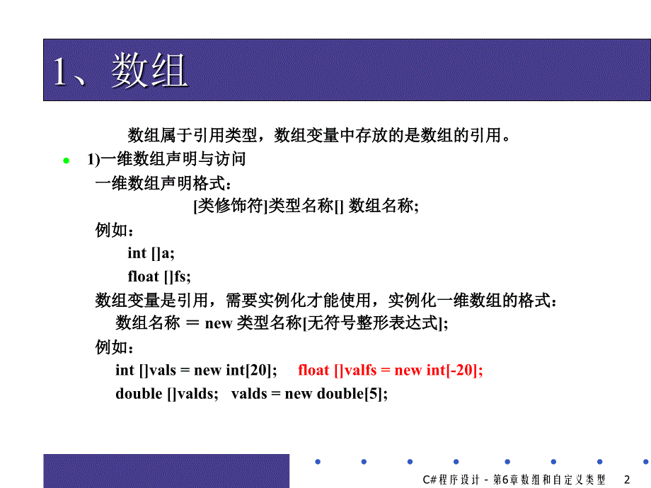 面向对象程序设计(C#)第06章 数组与自定义类型课件_第2页