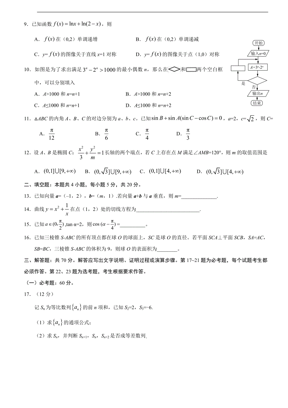 2017年全国高考文科数学试题及答案-全国1卷_第2页