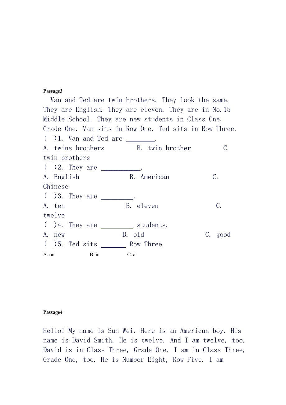 五年级英语阅读理解训练(20篇)-（最终）_第2页