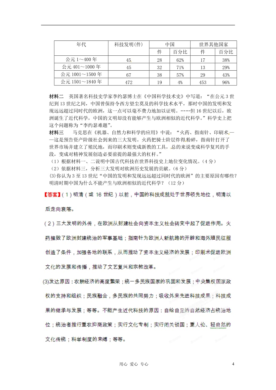 高考历史 专题19 第1节 古代中国的科学技术与文化课后限时作业（三十一） 人民版必修3_第4页