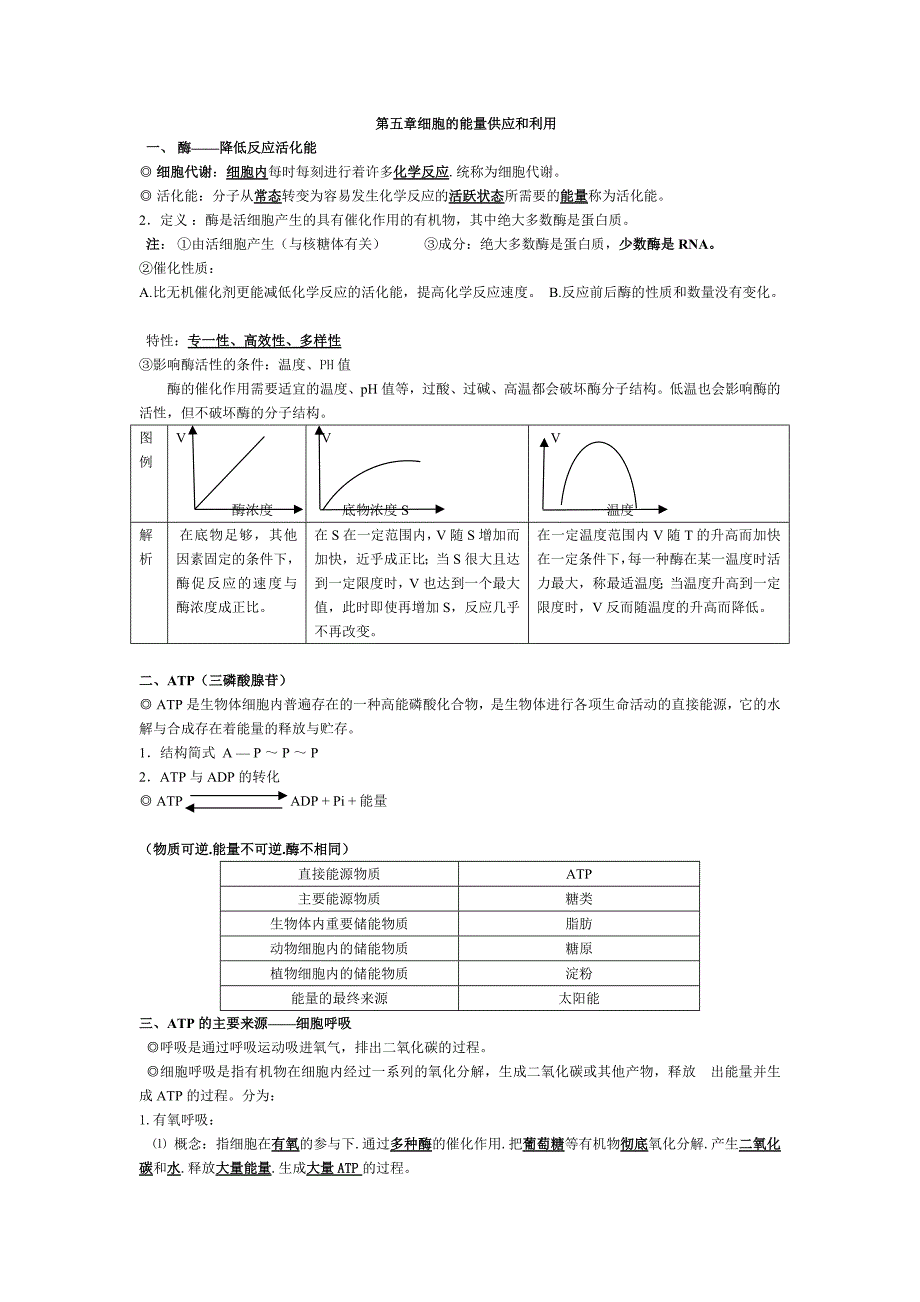 838编号高中生物必修一第五章细胞的能量供应和利用知识点_第1页