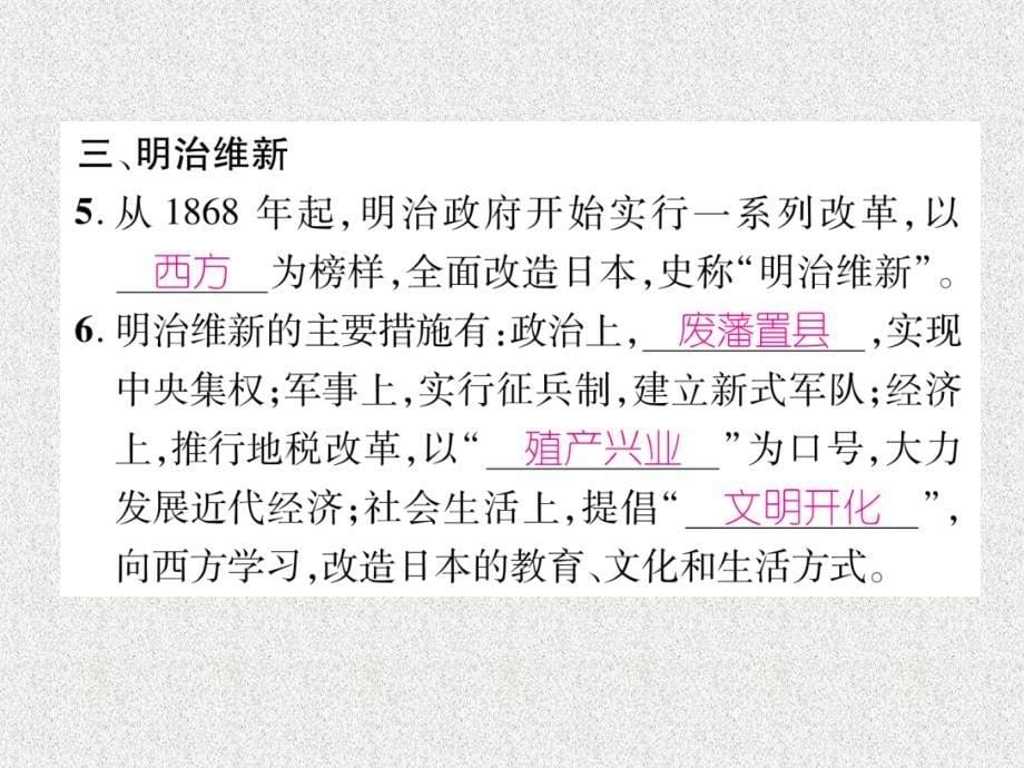 九年级历史下册第1单元殖民地人民的反抗与资本主义制度的扩展第4课日本明治维新自主学习课件新人教版10312153_第5页