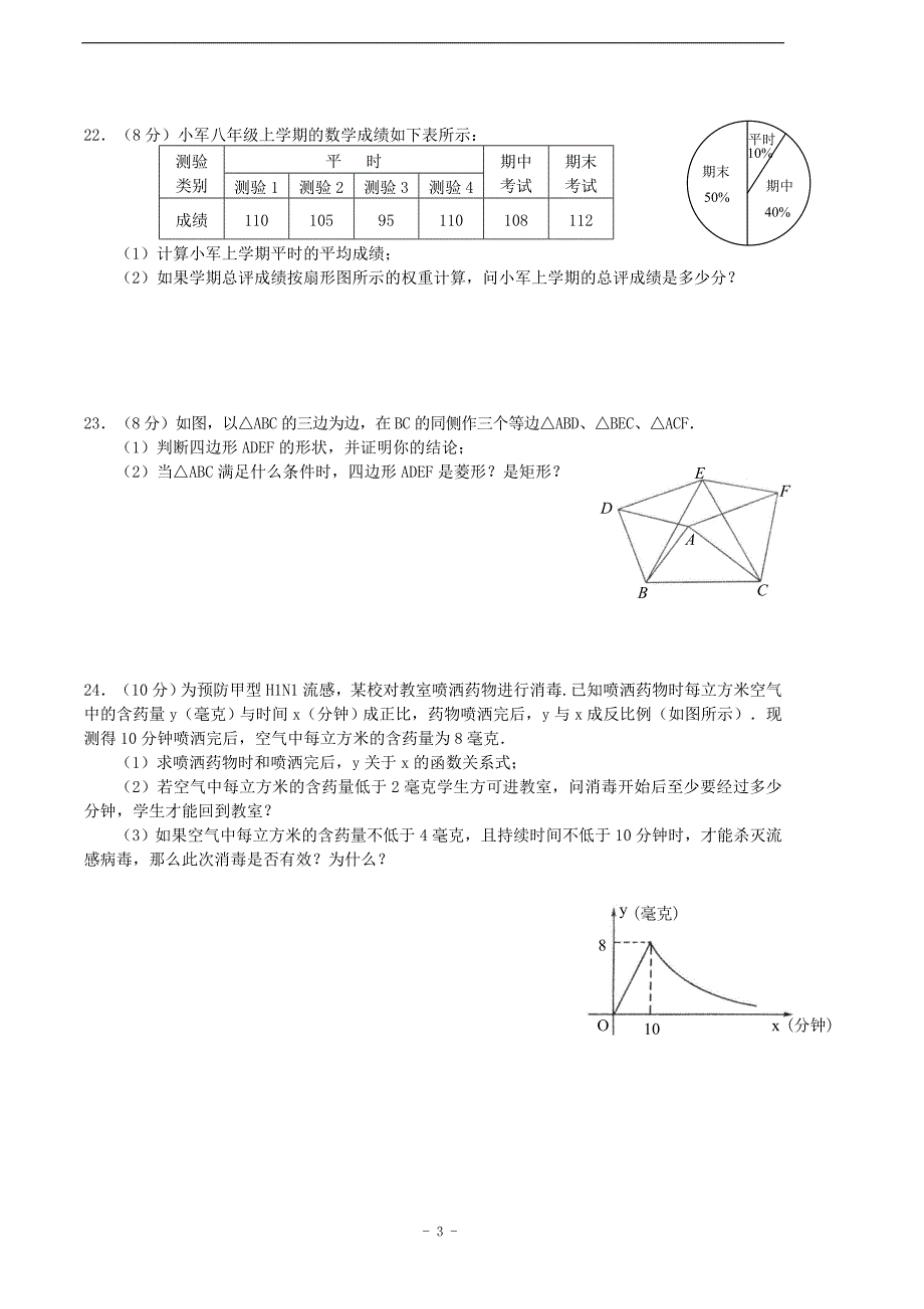 八年级下学期期末考试数学试卷(人教版)(含答案)(超经典)-【精编】_第3页