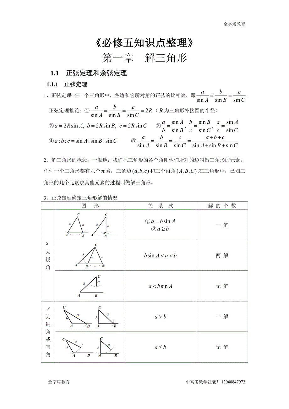 1014编号高中数学必修五知识点整理【经典最全版】_第1页