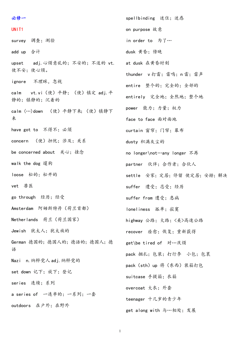 87编号必背 人教版高中英语单词表(必修1至选修8_第1页