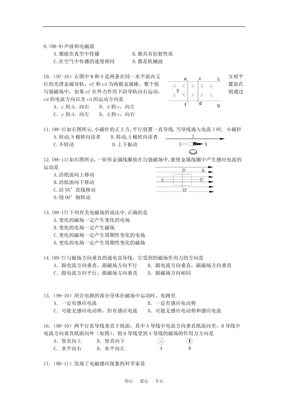 高二物理学业水平单元测试 第六单元《磁场 电磁感应》_第2页