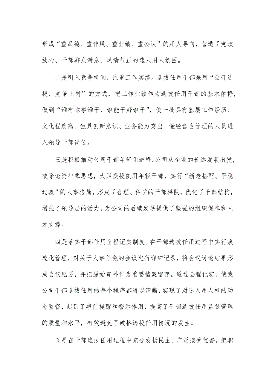 公司干部选拔任用自查报告_第2页