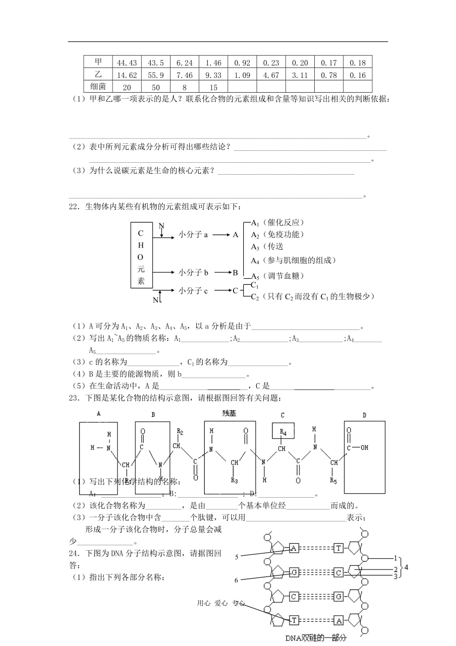 高中生物 第2章单元过关测试 新人教必修1_第3页