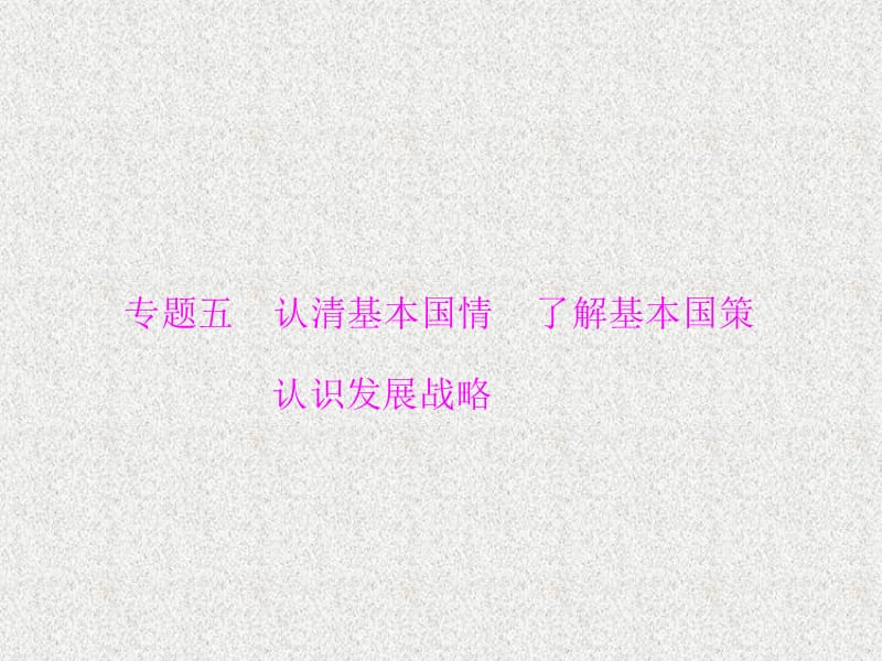 中考政治总复习 专题突破五 认清基本国情 了解基本国策 认识发展战略课件 新人教版_第1页