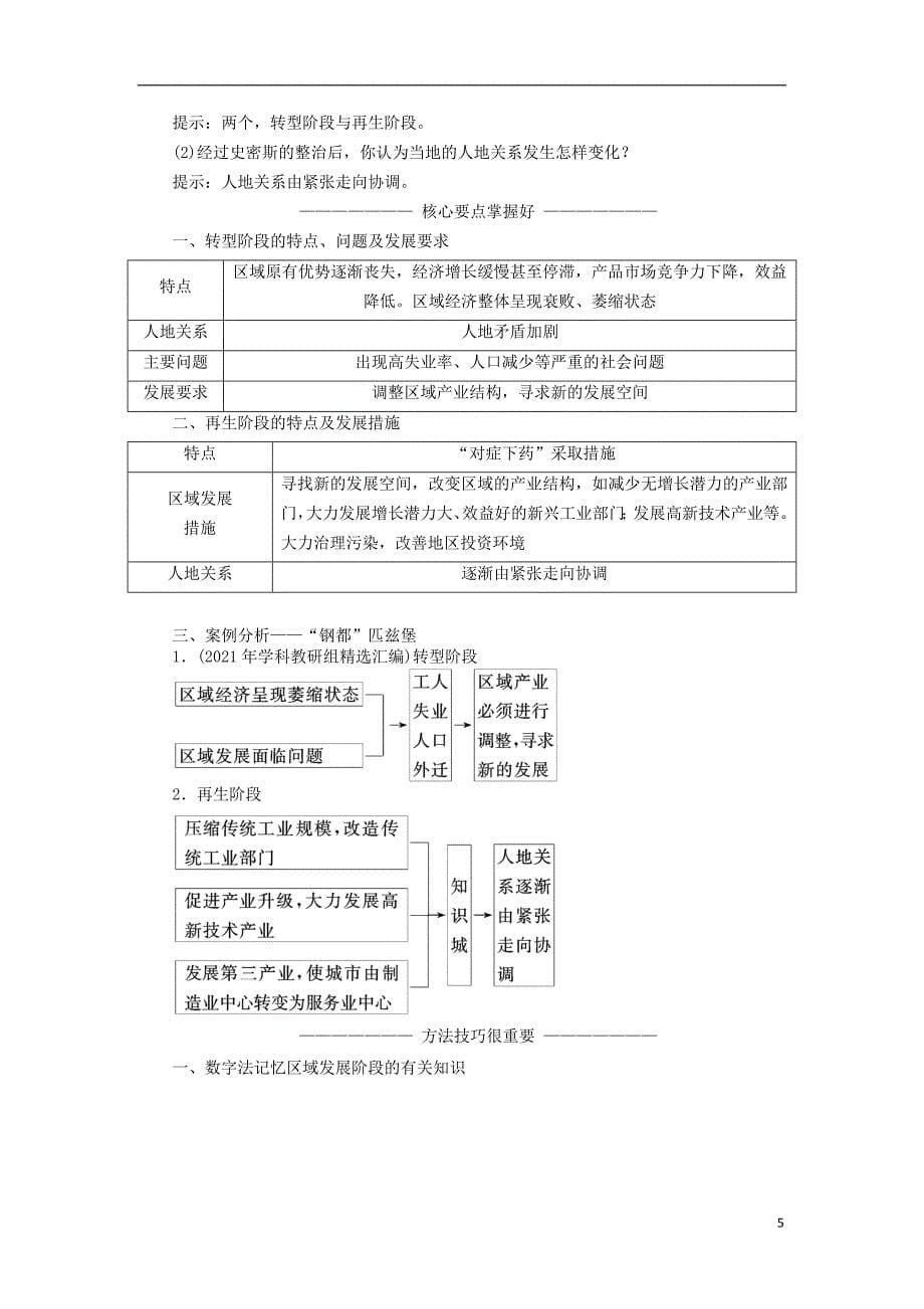 2021学年高中地理第一单元区域地理环境与人类活动第三节区域发展阶段与人类活动教学案鲁教版必修3_第5页