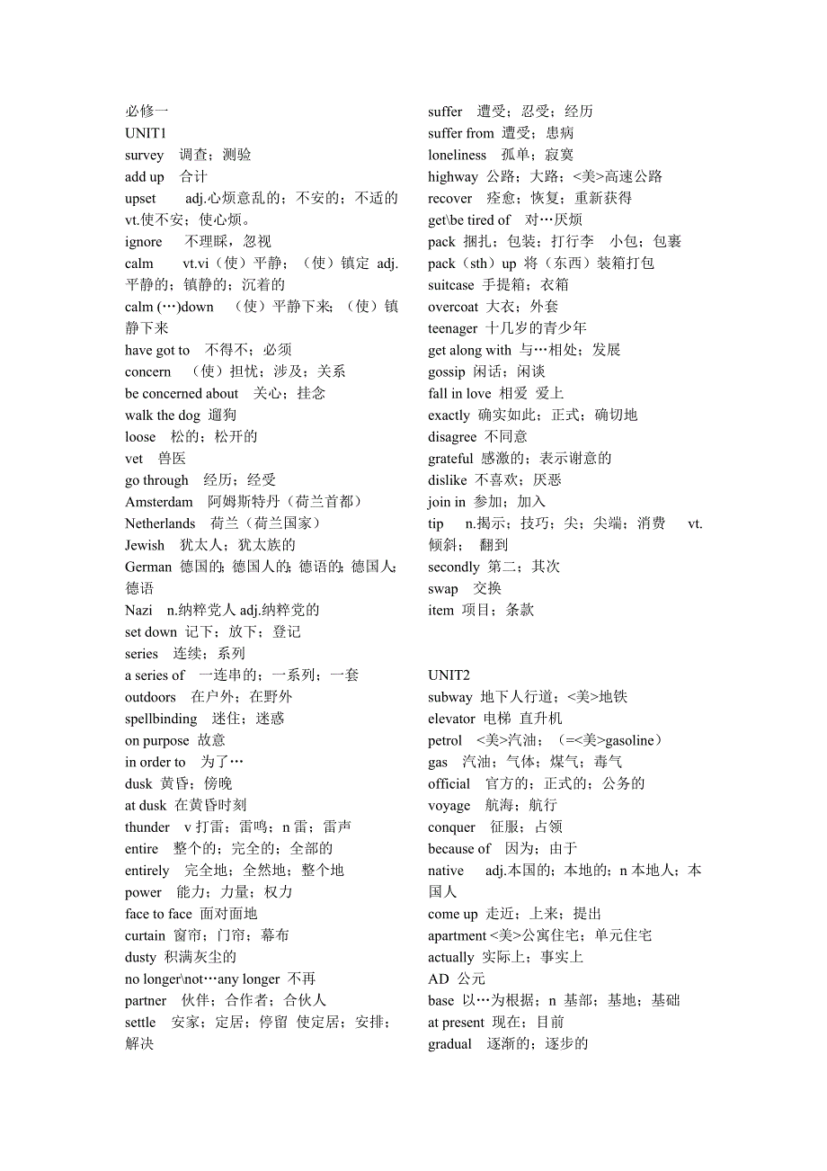 1205编号高中英语单词表必修一到选修八_第2页