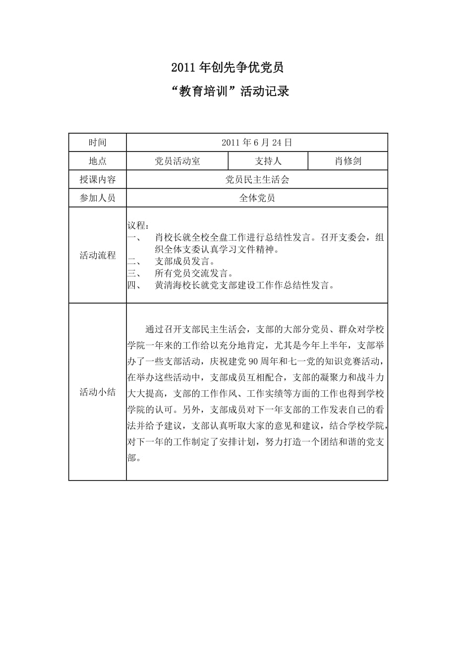 2011秋党员教育培训活动记录.doc_第2页