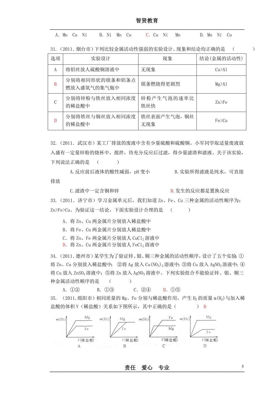 初三化学第八单元《金属和金属材料》测试题(四).doc_第5页