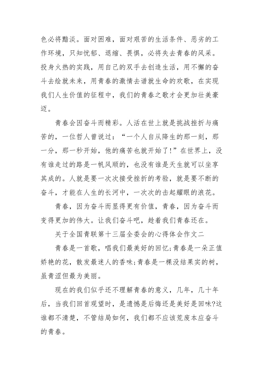 精编关于全国青联第十三届全委会的心得体会作文（三）_第2页