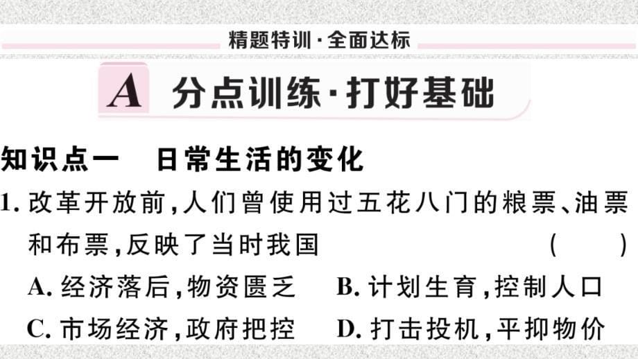 八年级历史下册 第六单元 科技文化与社会生活 第19课 社会生活的变迁习题课件 新人教版(3)_第5页