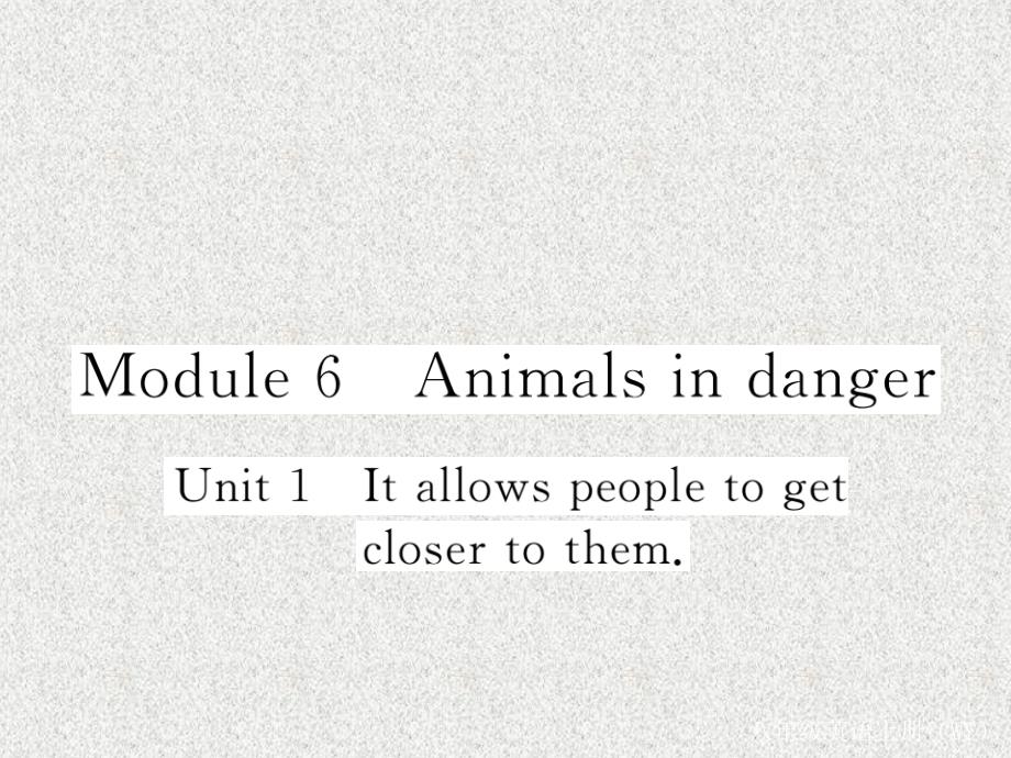 八年级英语外研版上册教学课件：Modules 6《Animals in danger》Unit 1《It allows people to get closer to them》_第1页