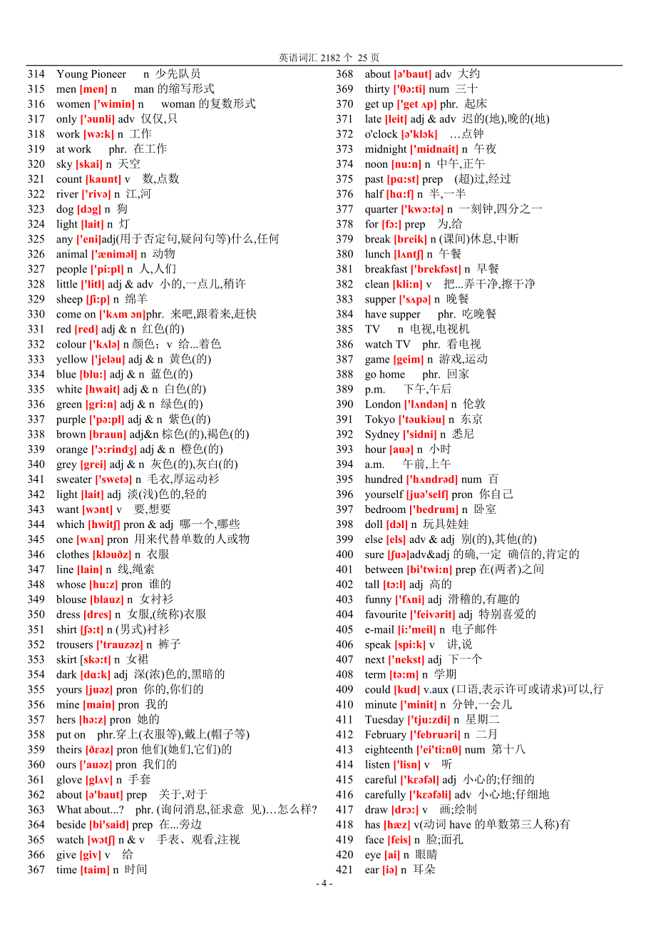 初中英语单词表大全(2182个带音标)_第4页