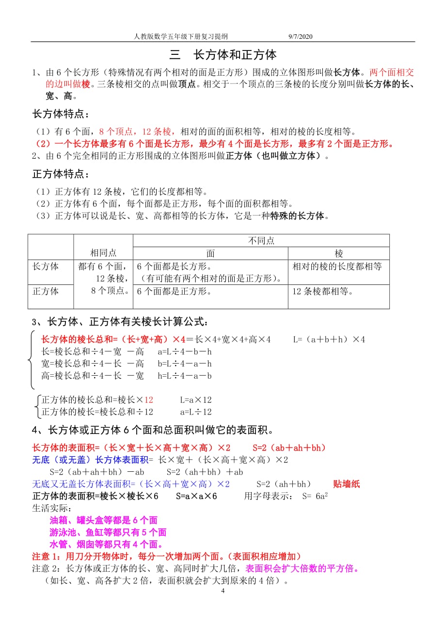 最新人教版小学数学五年级下册知识点归纳总结（最新精选编写）-（最新版-已修订）_第4页