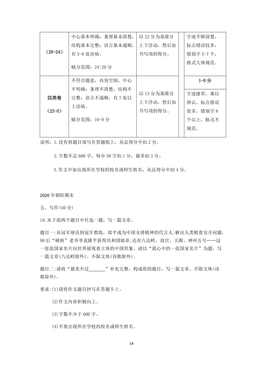北京市各区2020年初二期末语文试卷分类汇编 写作.doc_第4页