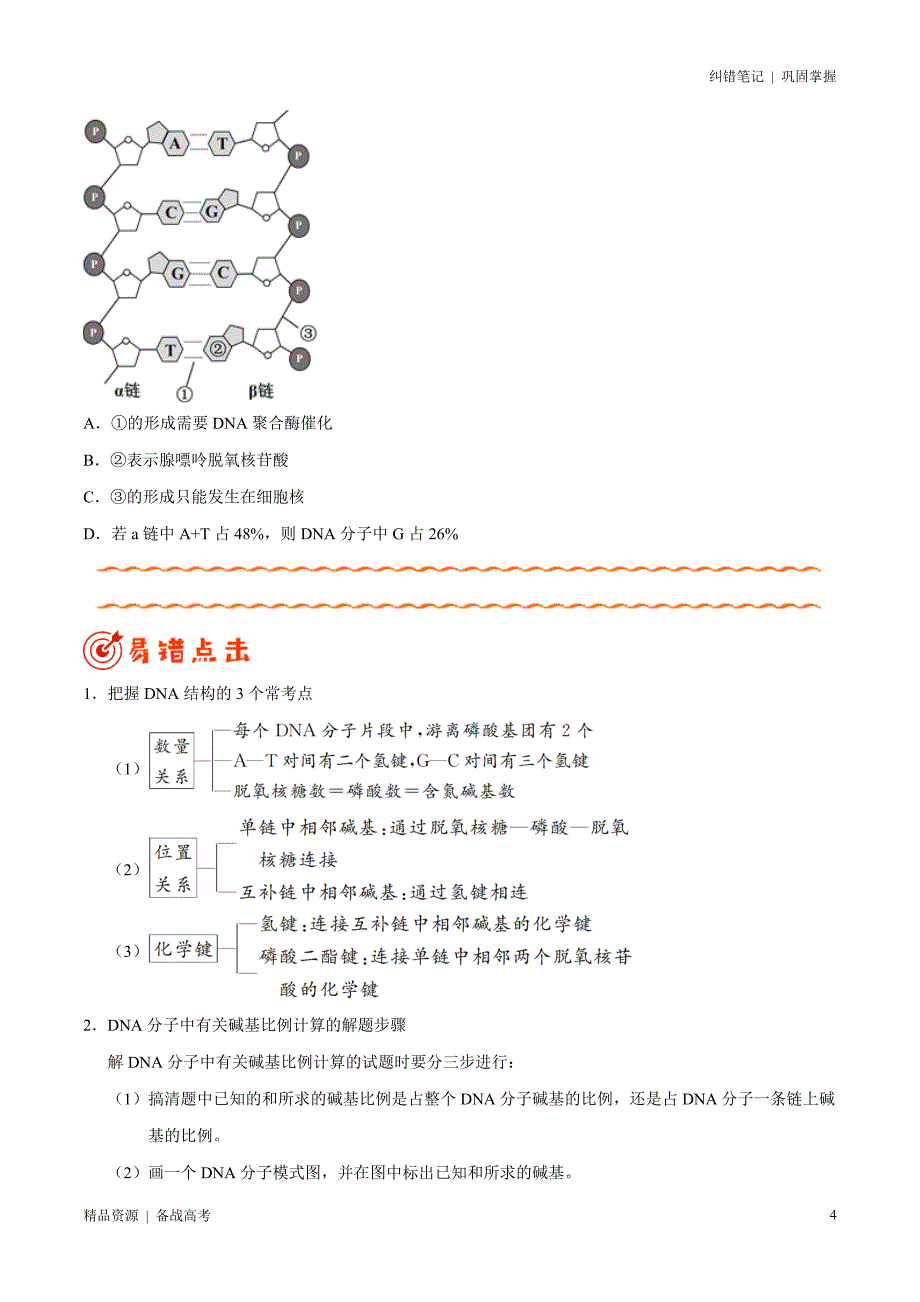 2021年高考[生物]纠错笔记：遗传的分子基础（学生版）_第4页