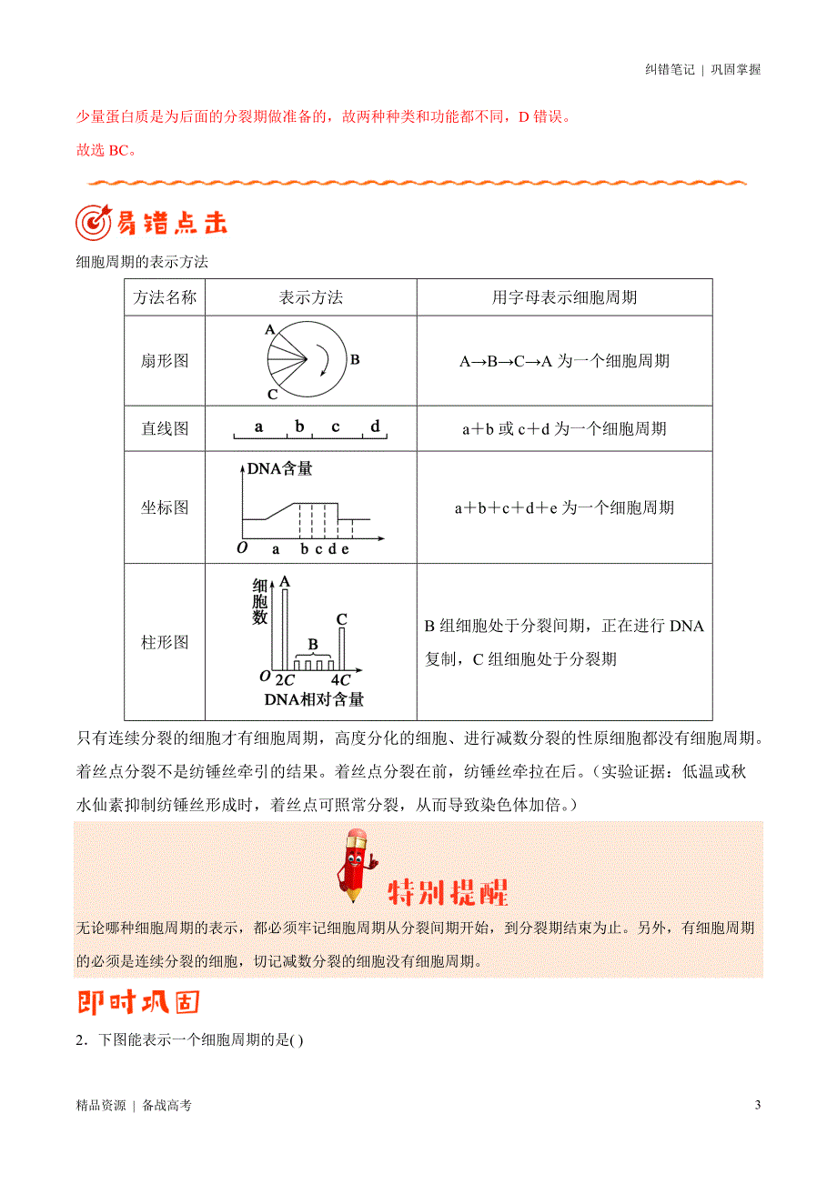 2021年高考[生物]纠错笔记：细胞的生命历程（教师版）_第3页