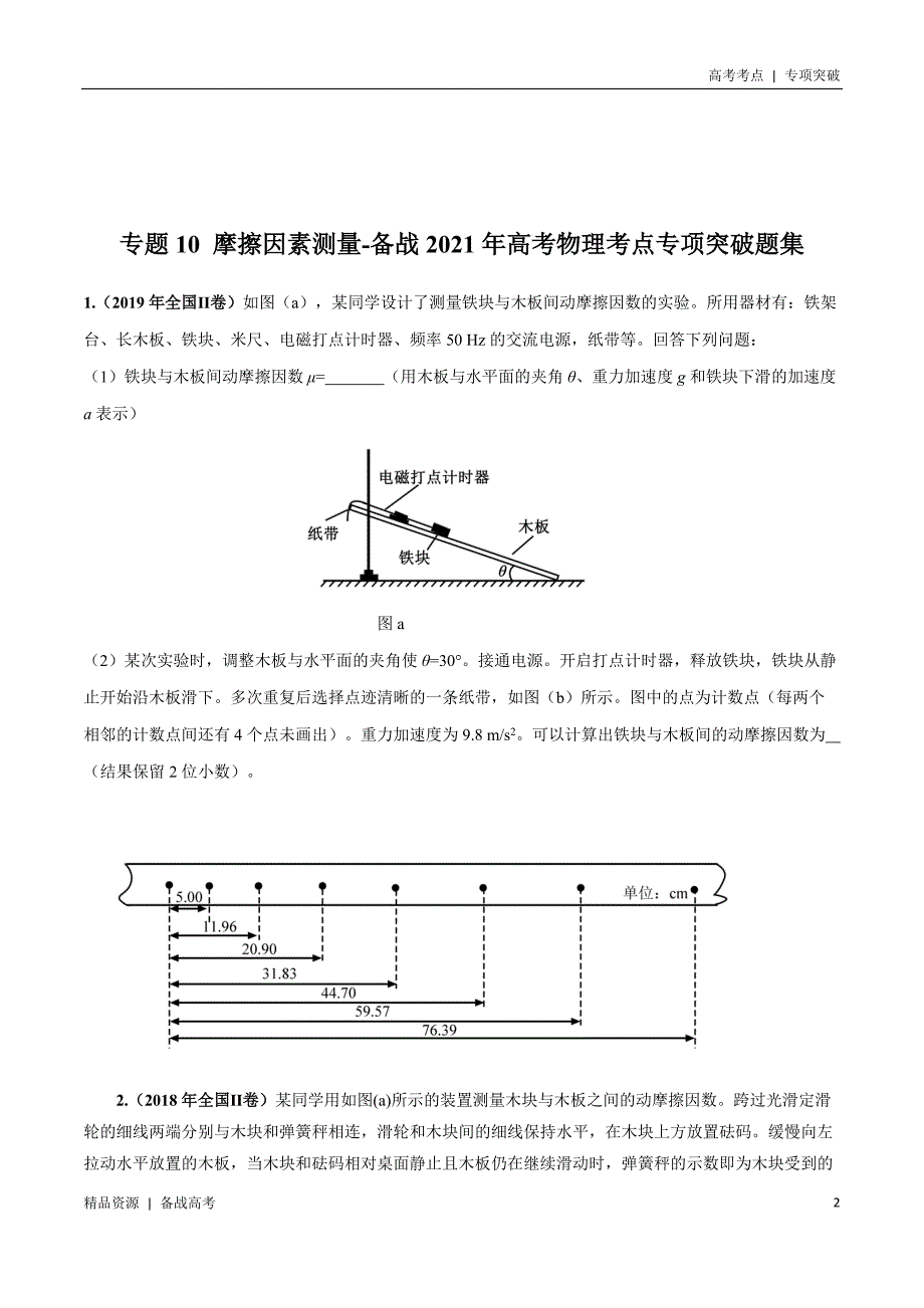 21年高考[物理]考点：摩擦因素测量（学生版）专项突破_第2页