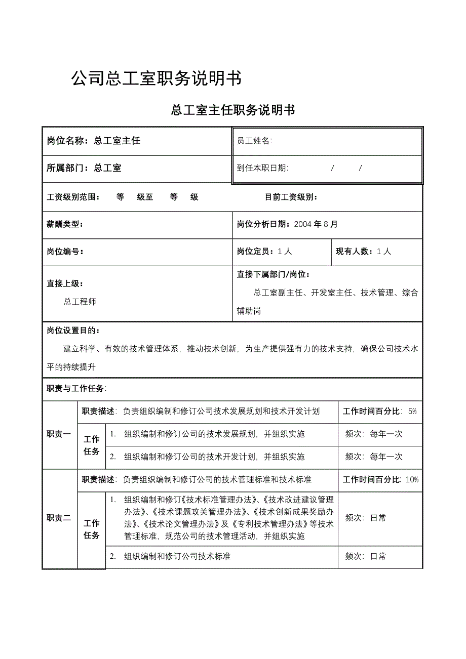 公司总工室职务描述(doc 37页)_第1页