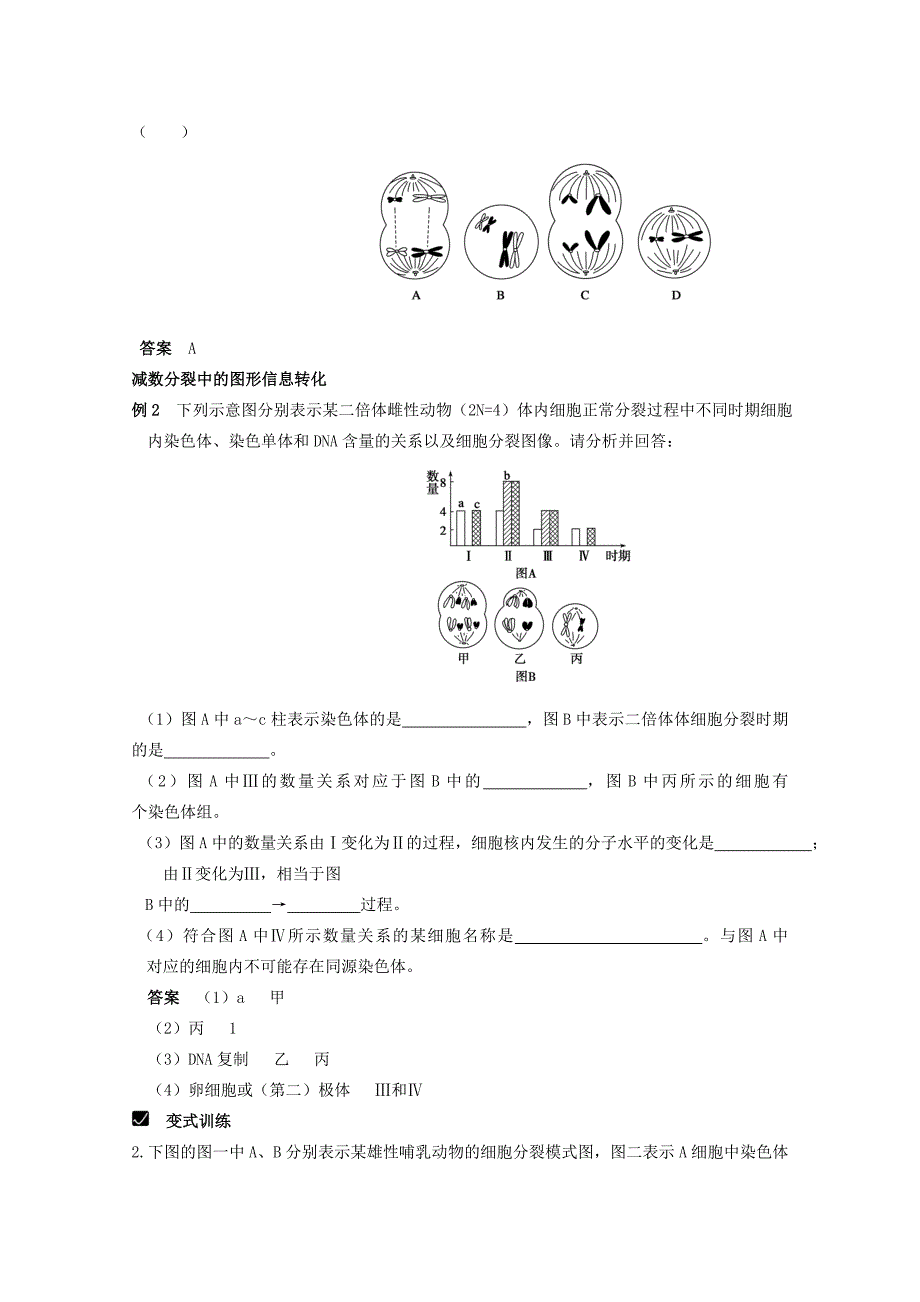 高中生物高考考点突破：第17讲《染色体在有性生殖中的变化》人教版必修2_第4页
