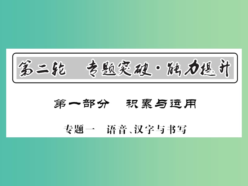 中考语文 第一部分 积累与应用 专题一 语音、汉字与书写_第1页