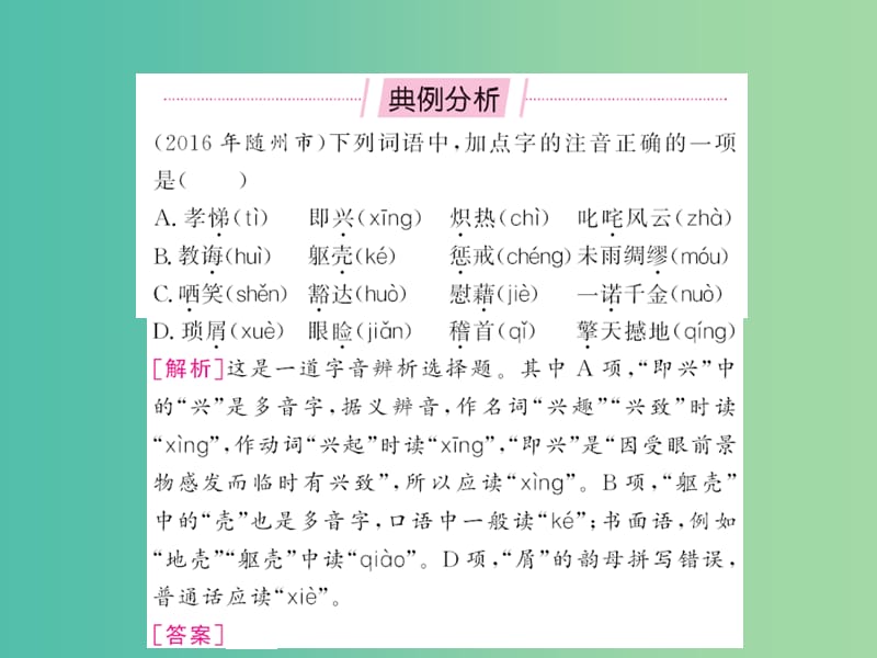 中考语文 第一部分 积累与应用 专题一 语音、汉字与书写_第3页