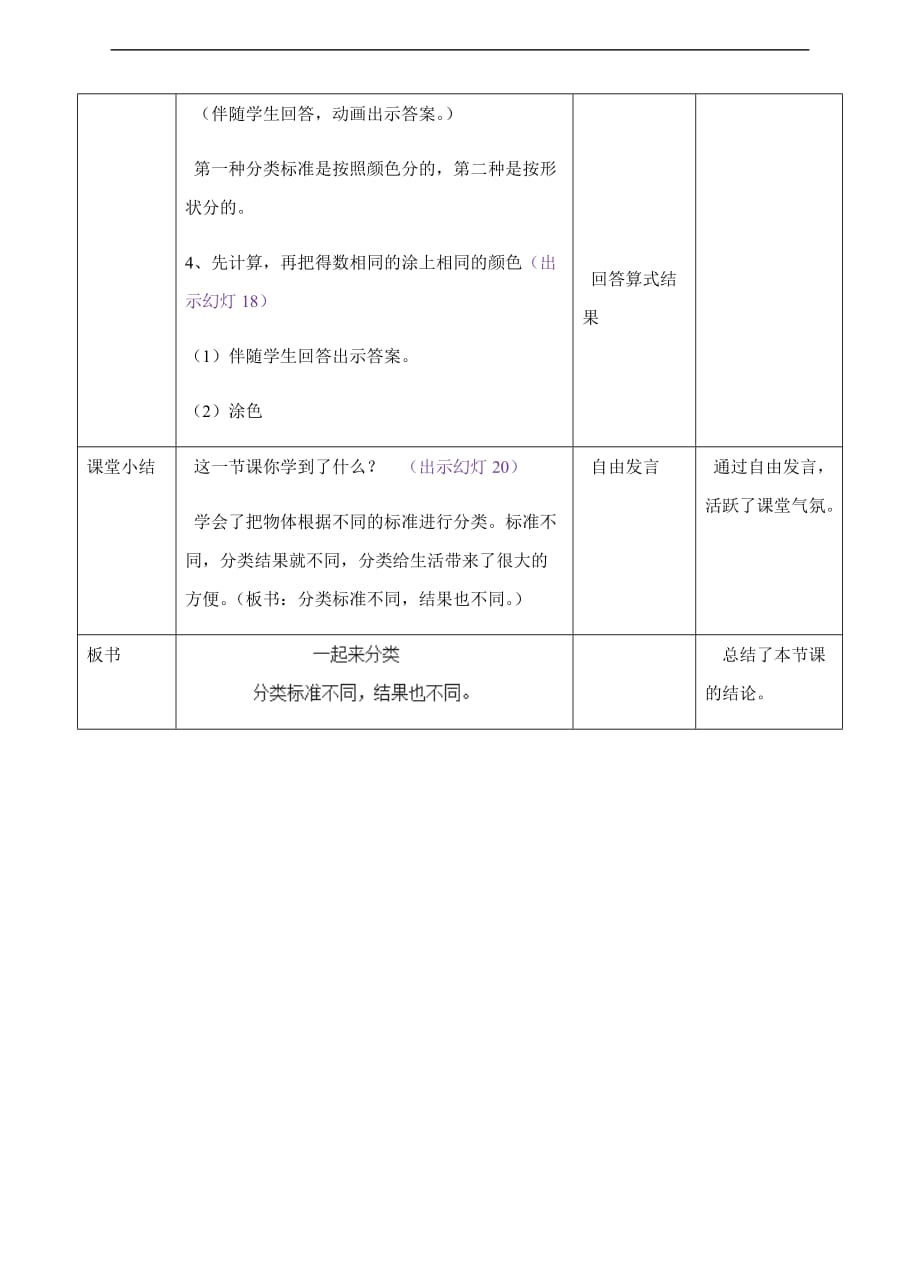 小学数学北师大版一年级上册《一起来分类》教案_第4页