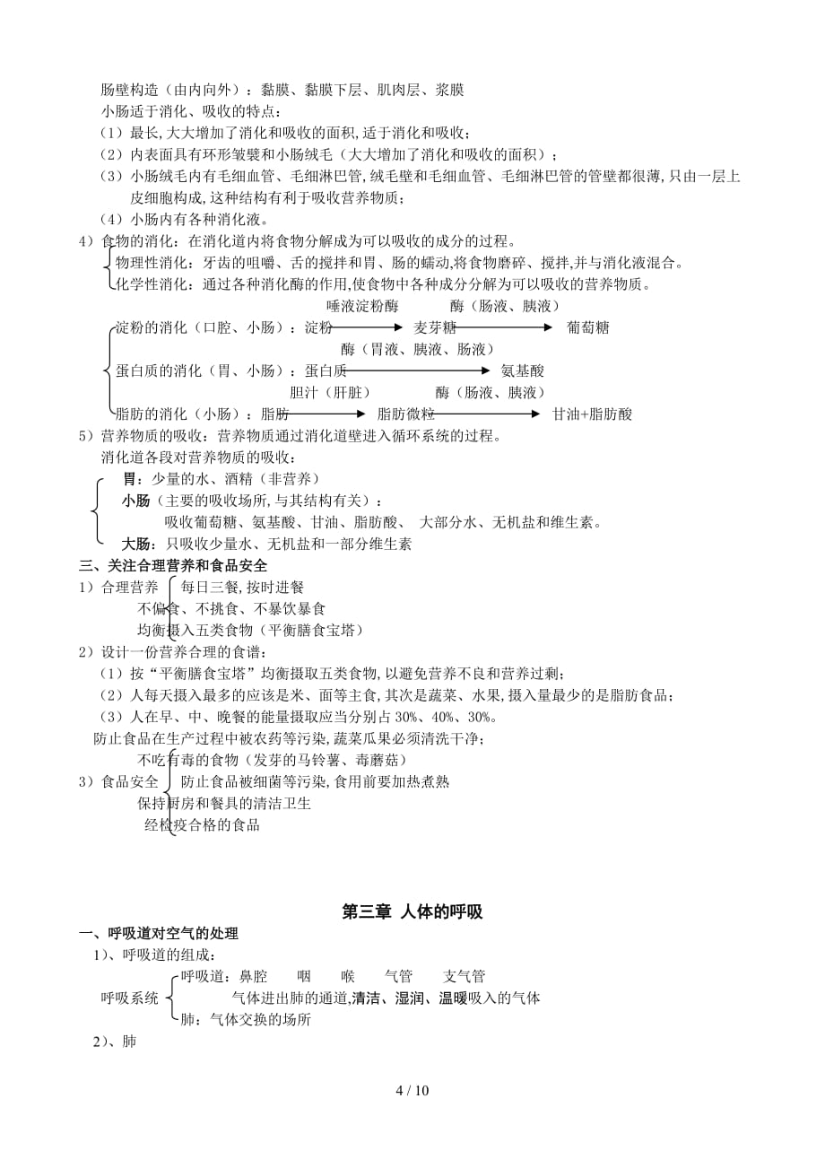 七年级下册生物知识点归纳（精编）_第4页