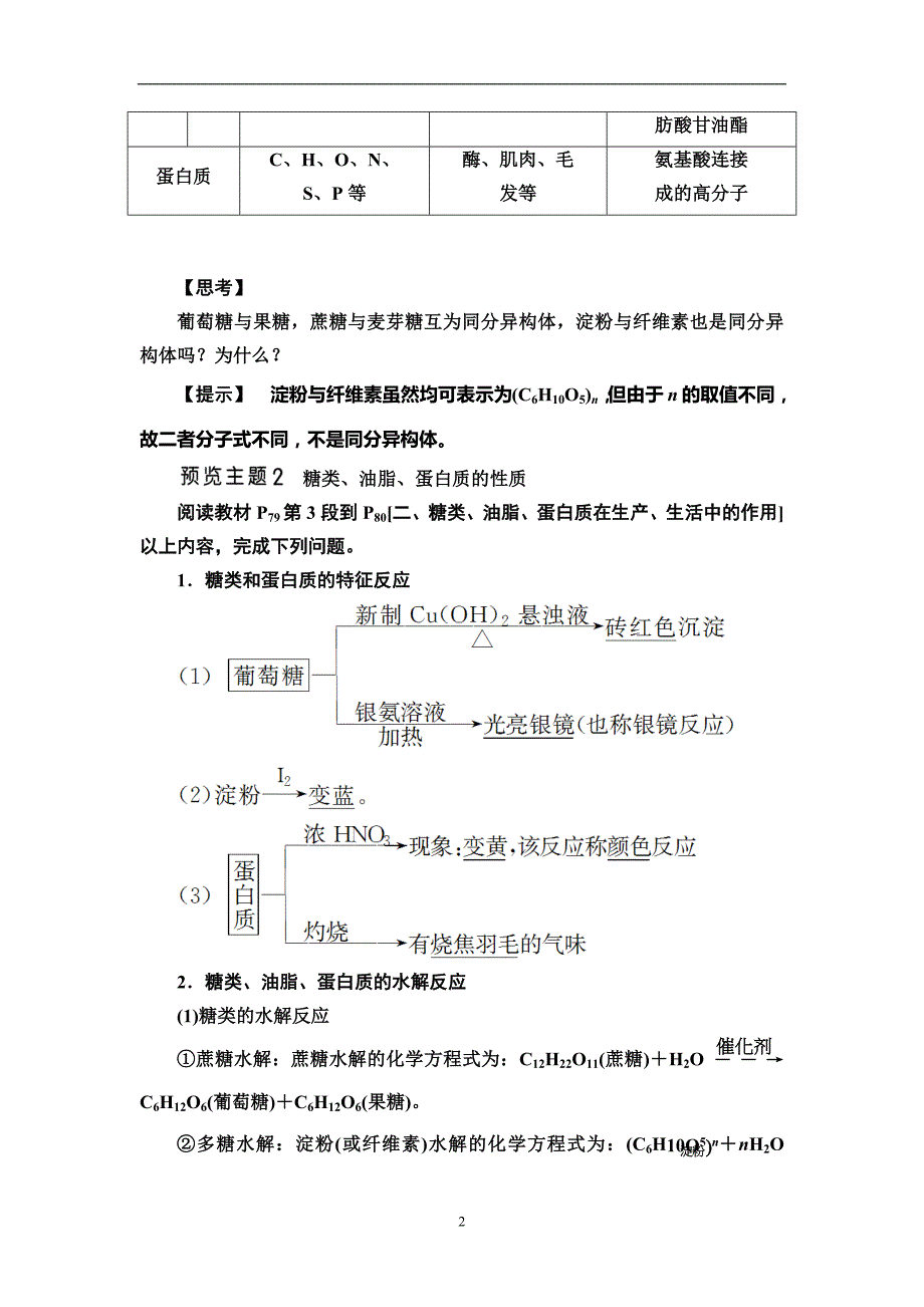 2021年整理必修二化学第三章 第四节基本营养物质.doc_第2页