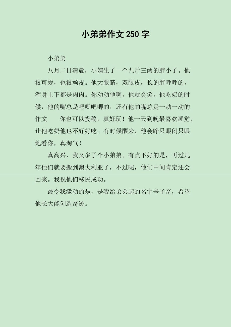 小弟弟作文250字_第1页