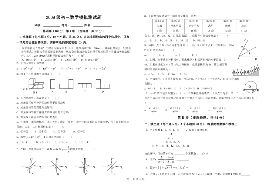 2009[1][1]5312009级初三数学模拟测试题_第1页