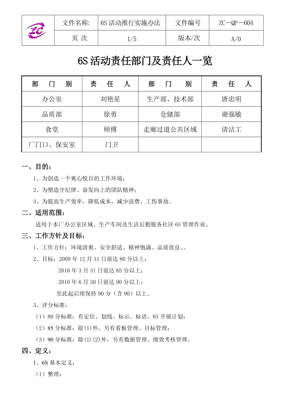 某科技公司6S活动推行实施办法(DOC 9页)_第2页