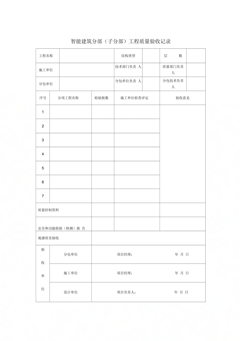 智能建筑分部工程质量验收记录_第1页