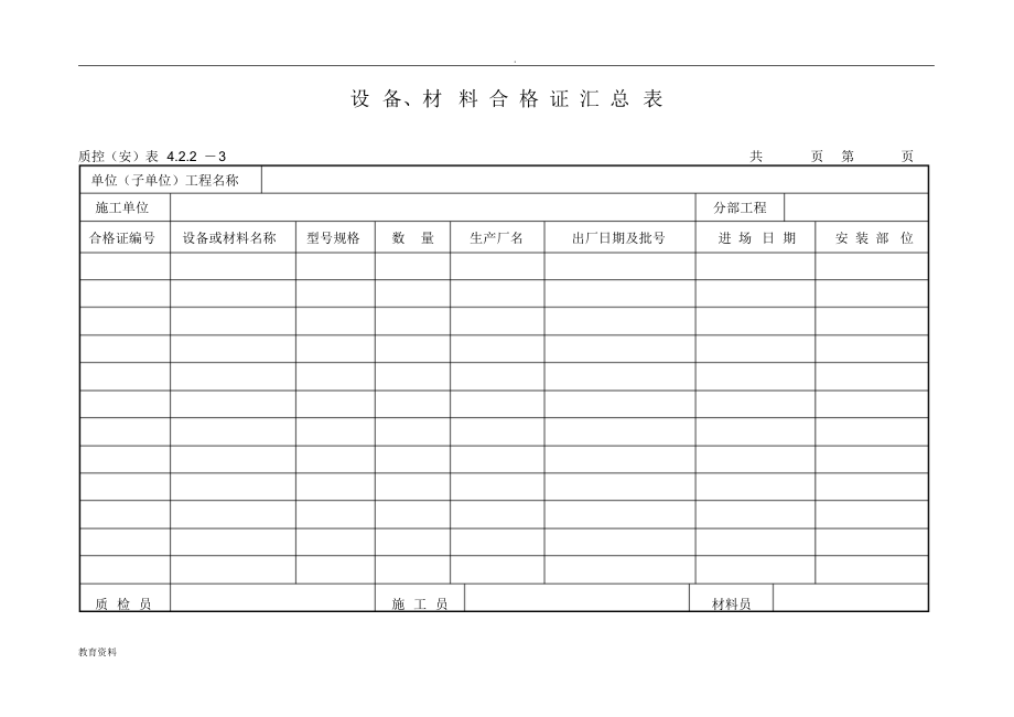 机电安装工程验收用表(word版）_第4页