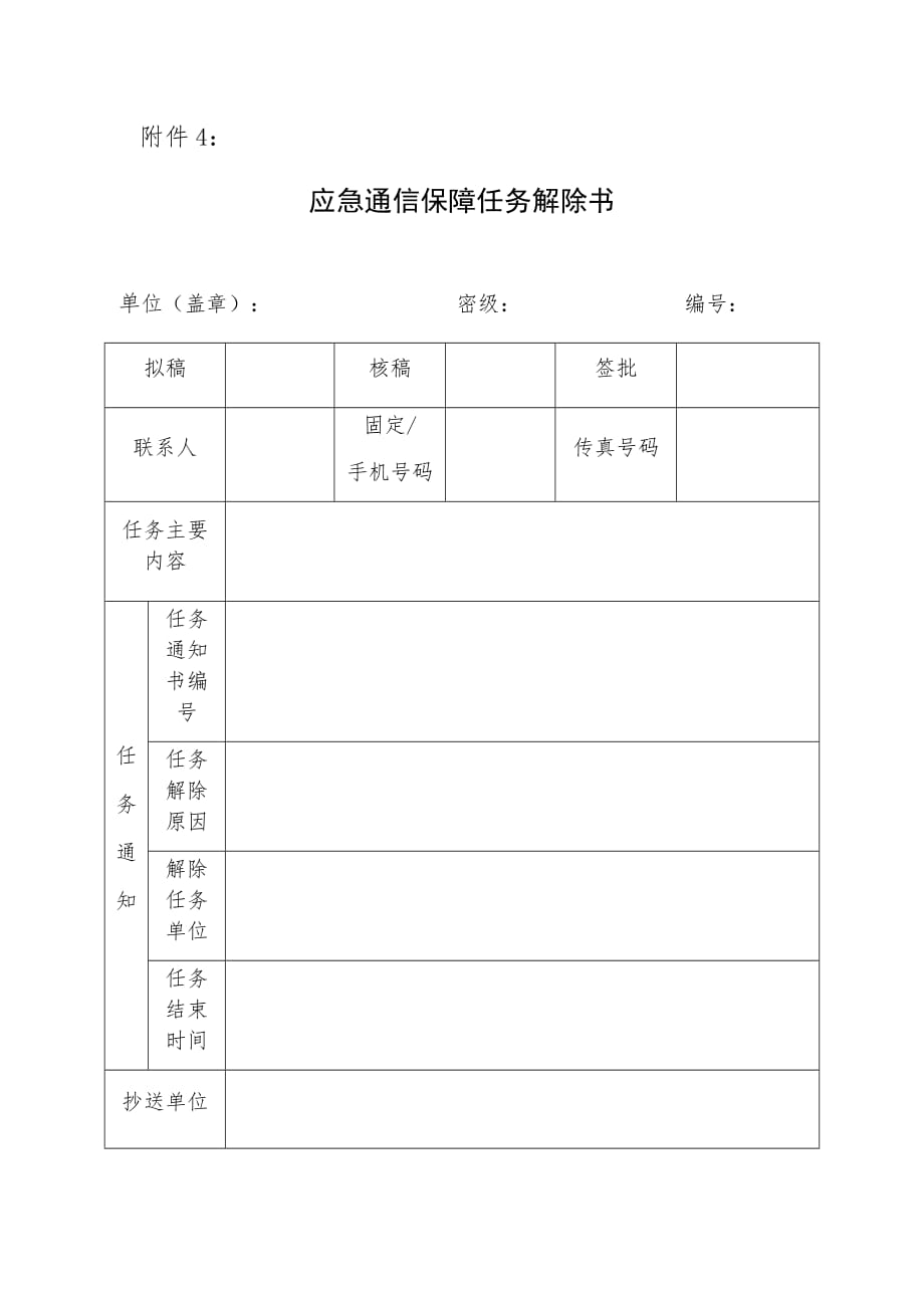 附件4+应急通信保障任务解除书_第1页