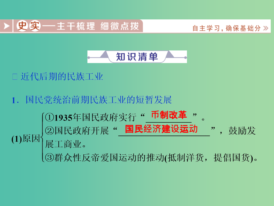 （通史版）201x届高考历史总复习 第二部分 近代中国 专题八 中国近代化的新探索 第3课时 近代后期的民族工业与理论成果_第3页