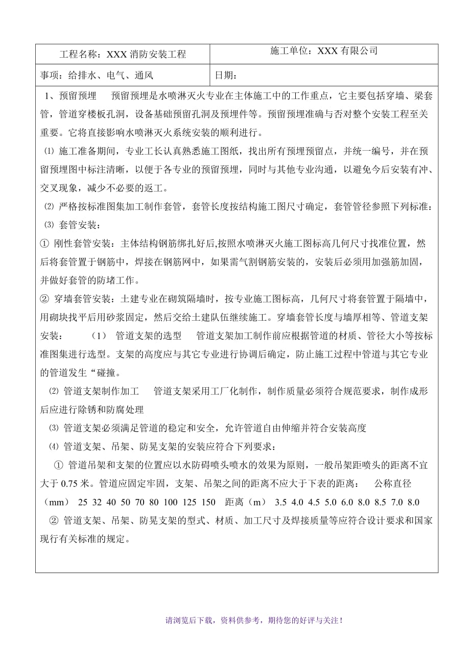 消防工程技术交底模板WORD_第4页