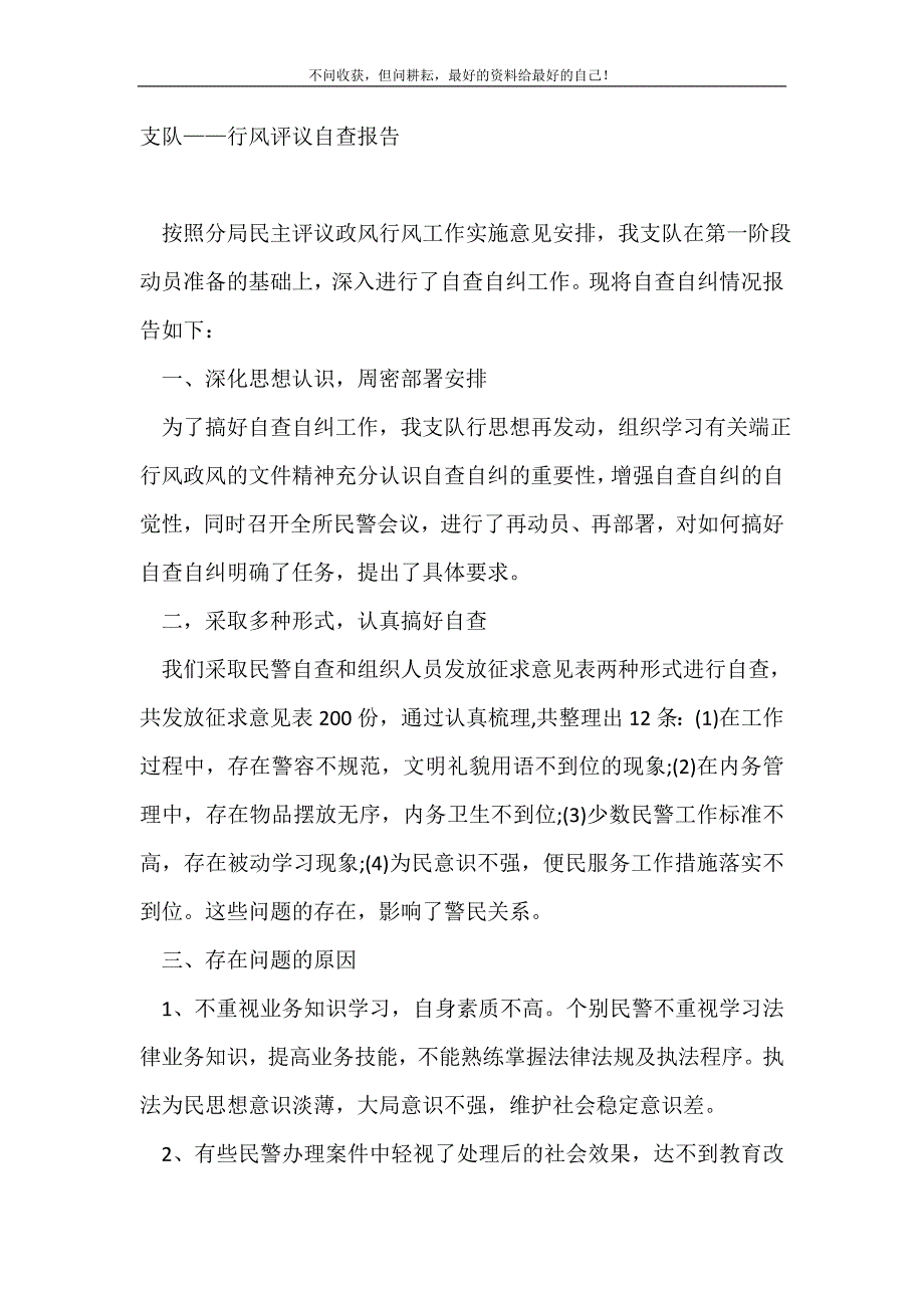 2021年支队——行风评议自查报告 新编_第2页