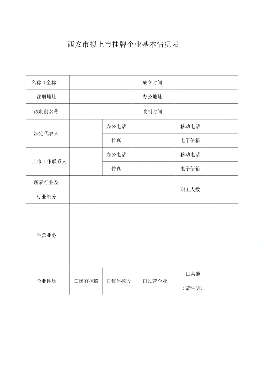 西安拟上挂牌企业基本情况表_第1页