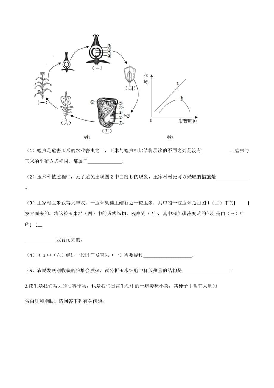 1.31.4 果实和种子的形成种子的萌发 同步练习 -济南版八年级上册生物_第5页