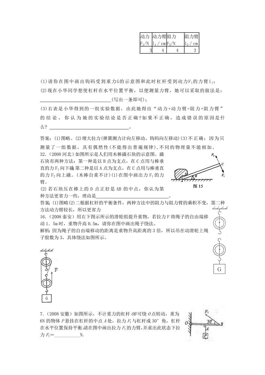 九年级物理杠杆滑轮练习题(中考题)_第5页