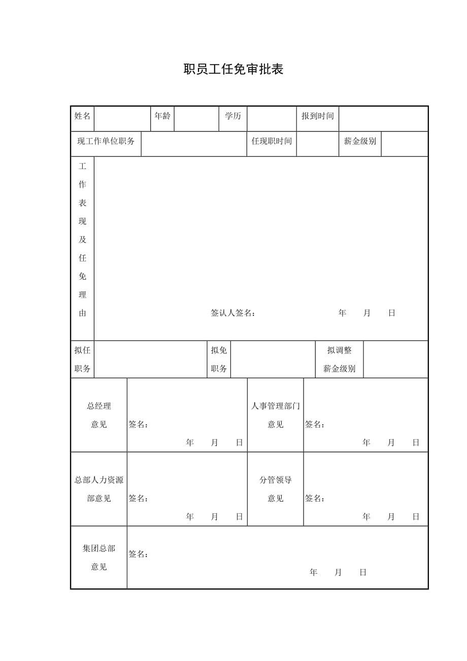 职员工任免审批表_第1页