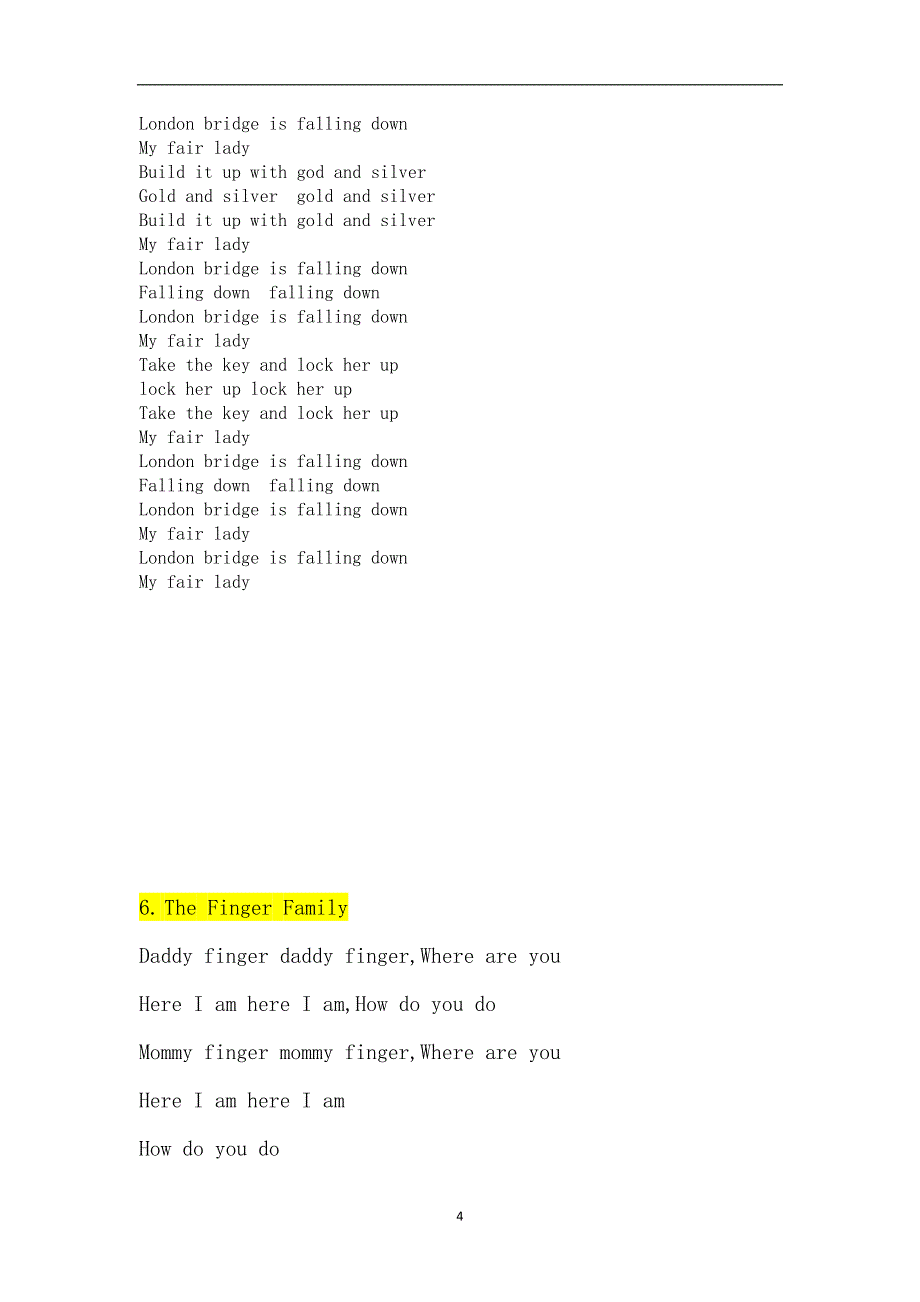 2021年整理常青藤爸爸40首儿歌精选歌词.doc_第4页