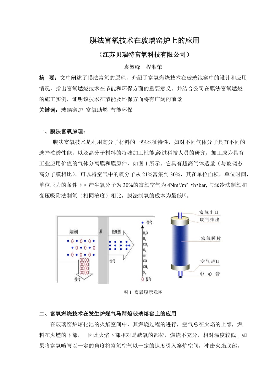 o富氧助燃技术在玻璃池炉上的应用_第1页