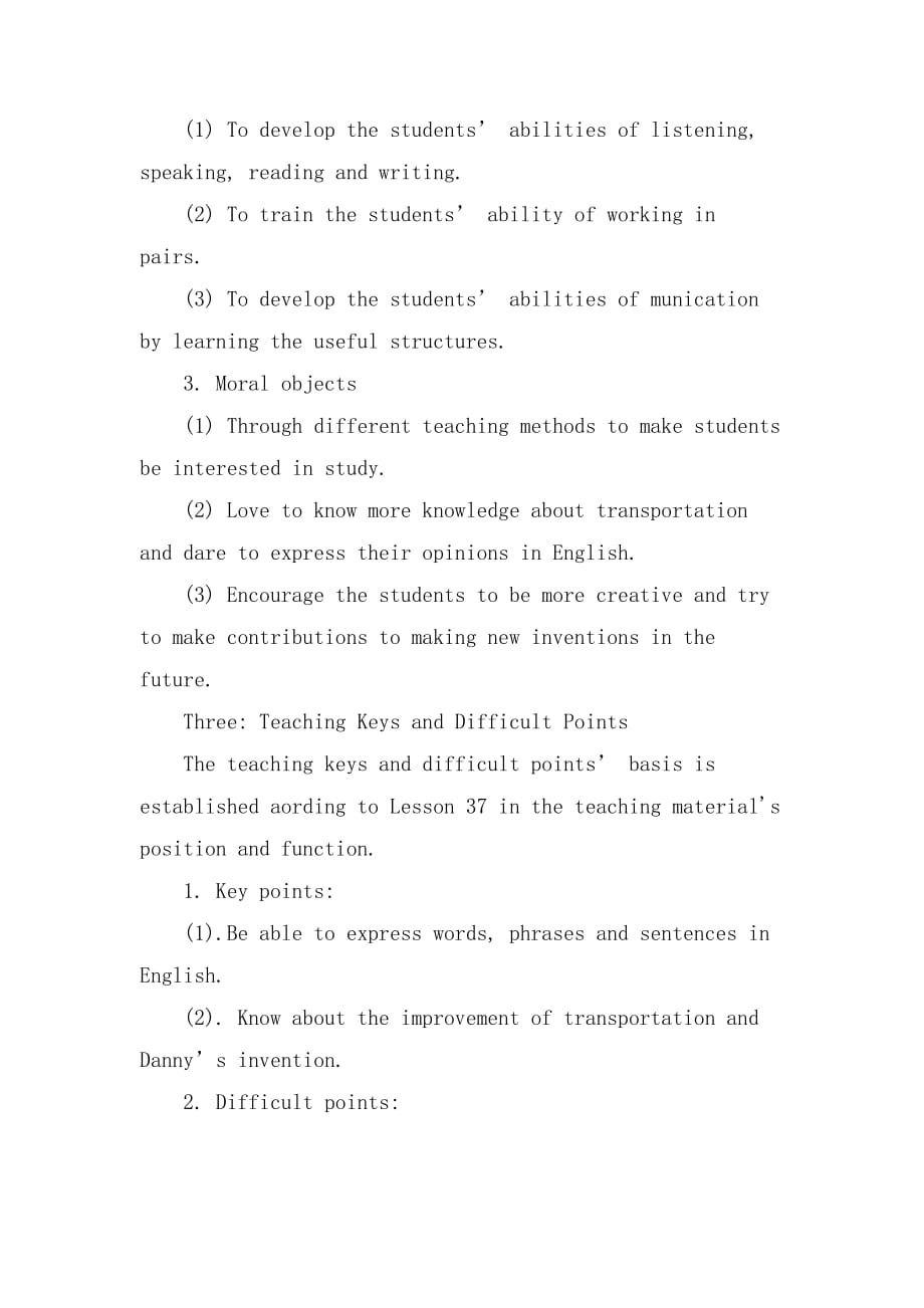 初中英语说课稿（英文版）冀教版八年级（下）Unit 5 Lesson 37说_第3页