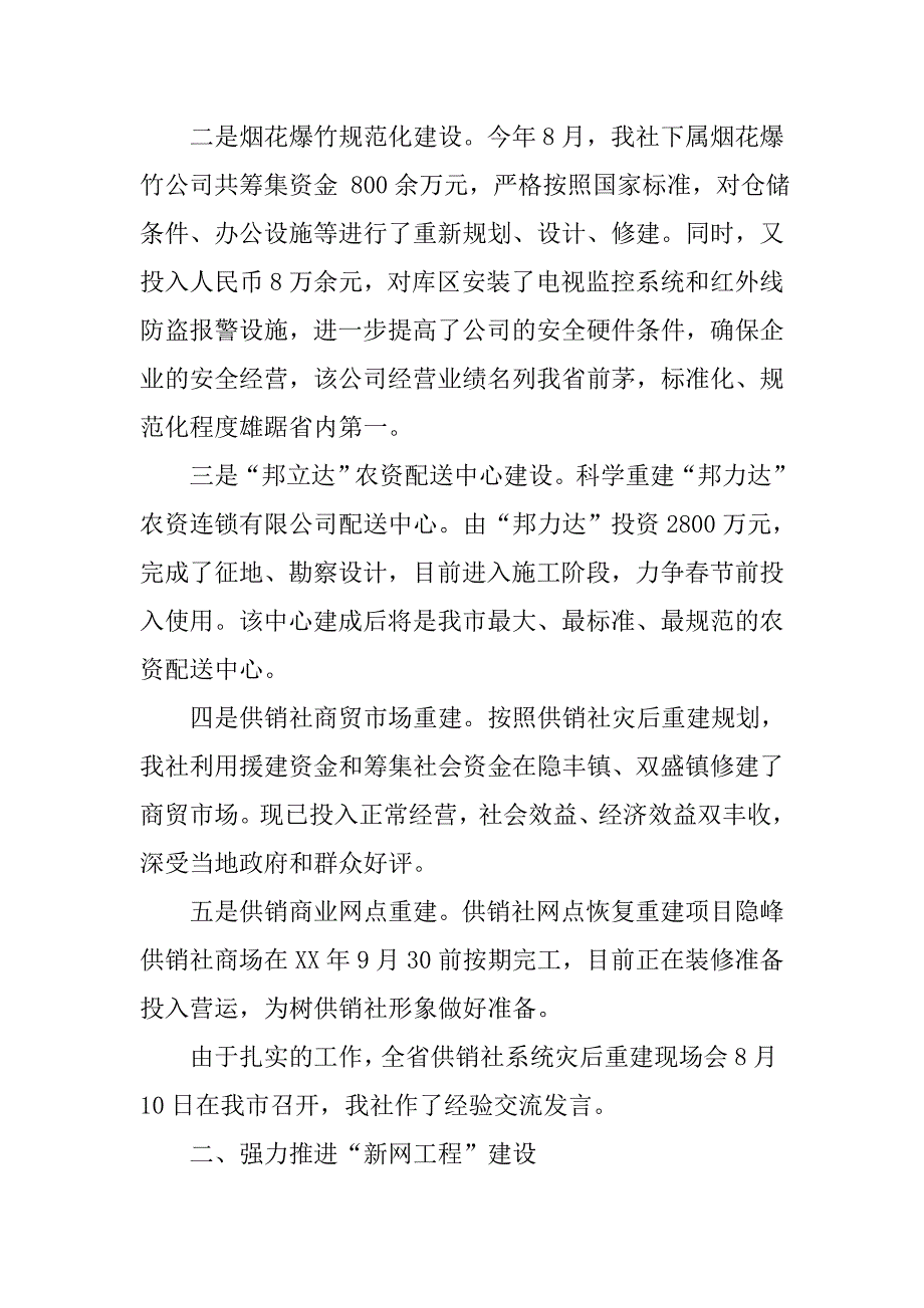 XX年供销社工作总结及XX年工作要点_第2页